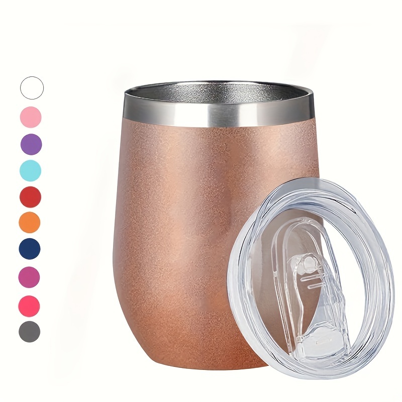 Image of 1pc, 12oz 304 Stainless Steel Wine Tumbler, Eggshell Shaped Beer Tumbler, Portable Water Cup With Lid And Straw, , Drinkware Stainless Steel Vacuum Bottle