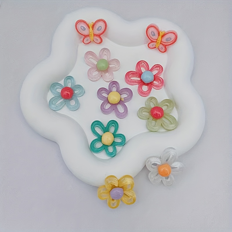 

8pcs Resin Flower And Butterfly Shoe Charms Set, Decorative Hollow-out Accessories, Removable, Assorted Colors, With Garden Clog Embellishments For 14+