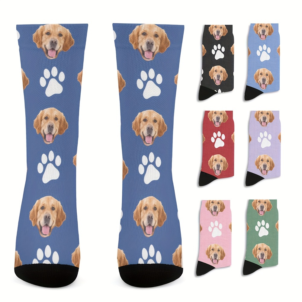 

Custom Pet Photo Socks - Personalized Face Crew Socks, Funny Gift For , Breathable Polyester, Hand Wash Only