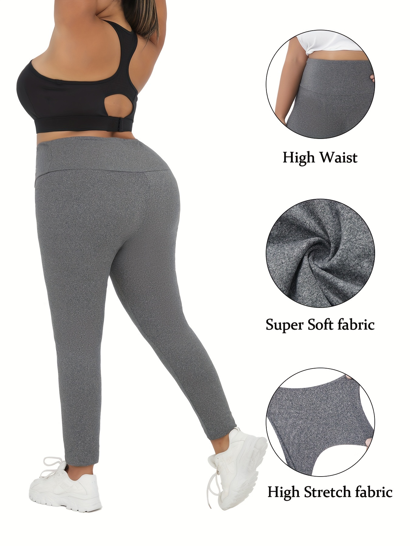 Women's Solid Pants Tummy Control Workout Leggings High Waist