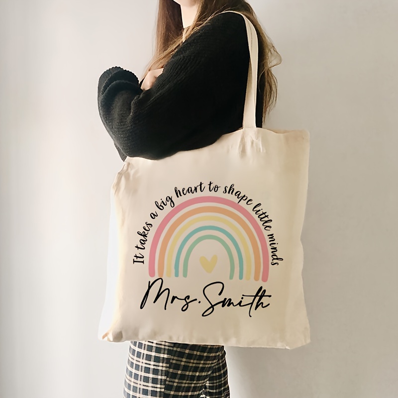 

Personalized Pattern Canvas Tote Bag - Reusable Shoulder Bag For Travel, Daily , And Shopping, Customizable Teacher Appreciation Gift Bag