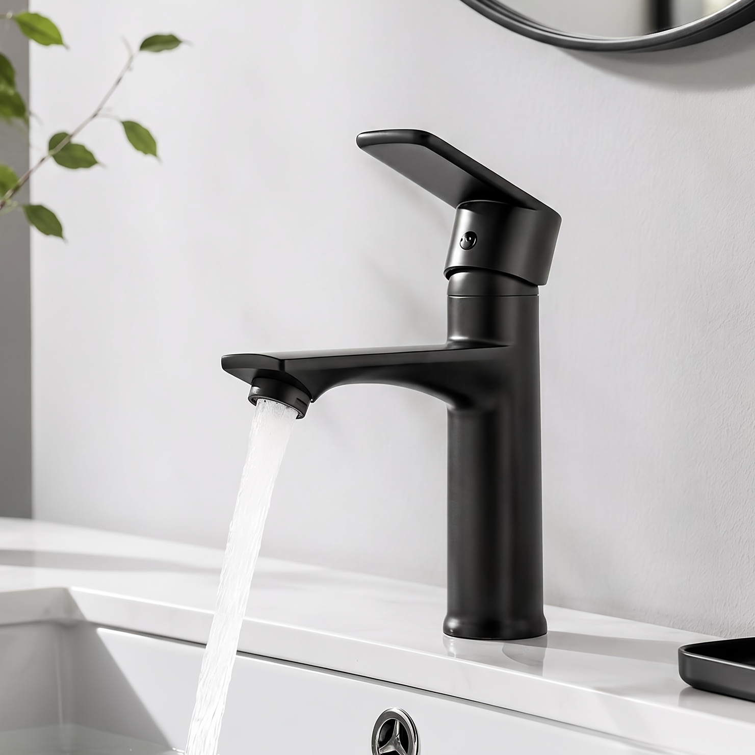 Faucet Bath Bathroom Single Lever Mixer, Black Stainless Steel 304, 360 Degree Swivel