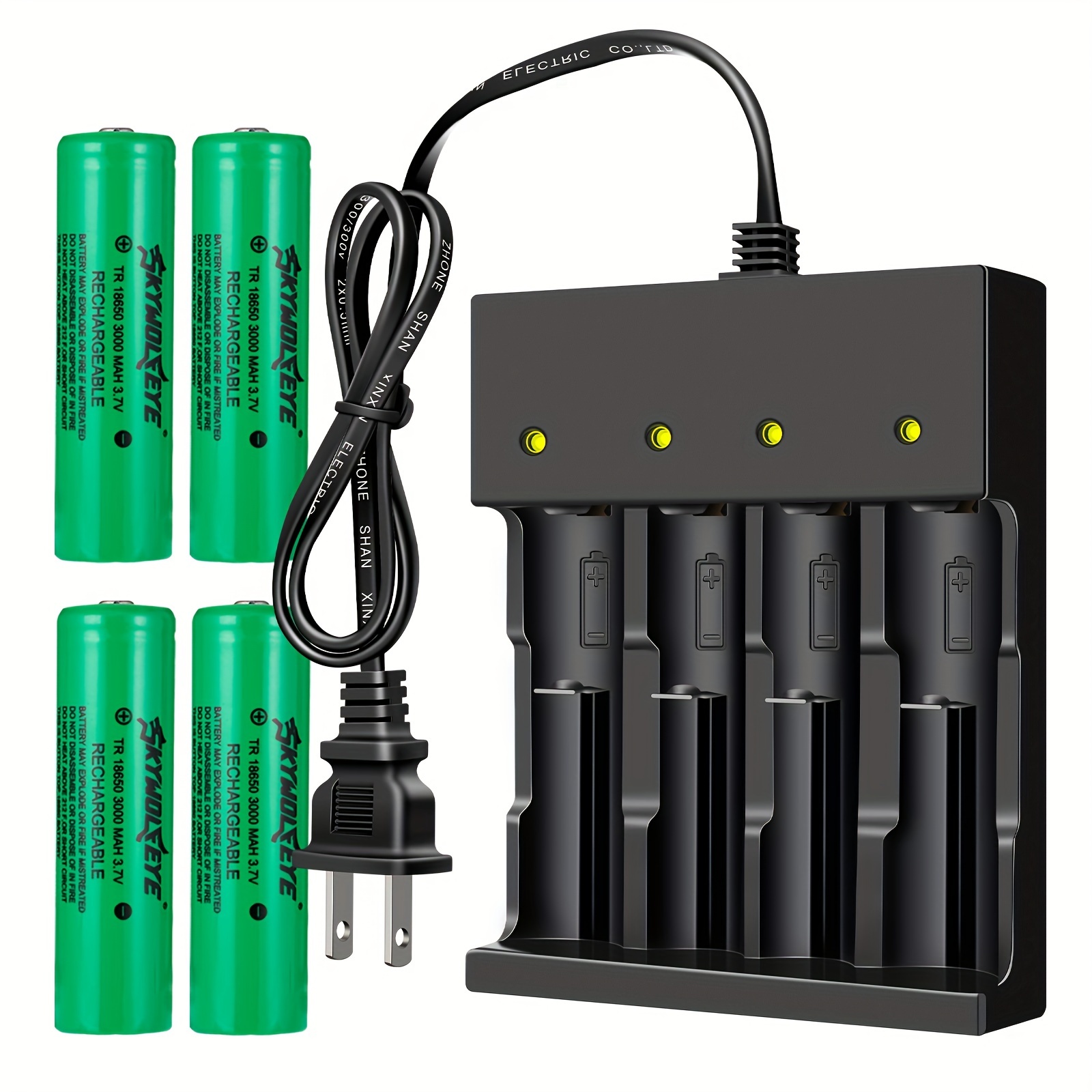 

6-slot Battery Charger With 6pcs 18650 Li-ion Rechargeable Batteries 3000mah Button Top Battery 3.7v Rechargeable Batteries For Headlamp Flashlight