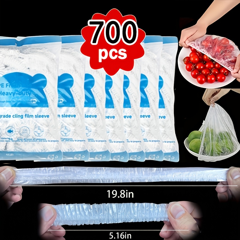 TEMU 700pcs Reusable Flexible Food Preservation Lids, Transparent Telescopic Bowl & Plate Sealing Covers, For Kitchen Food Storage And Refrigerator