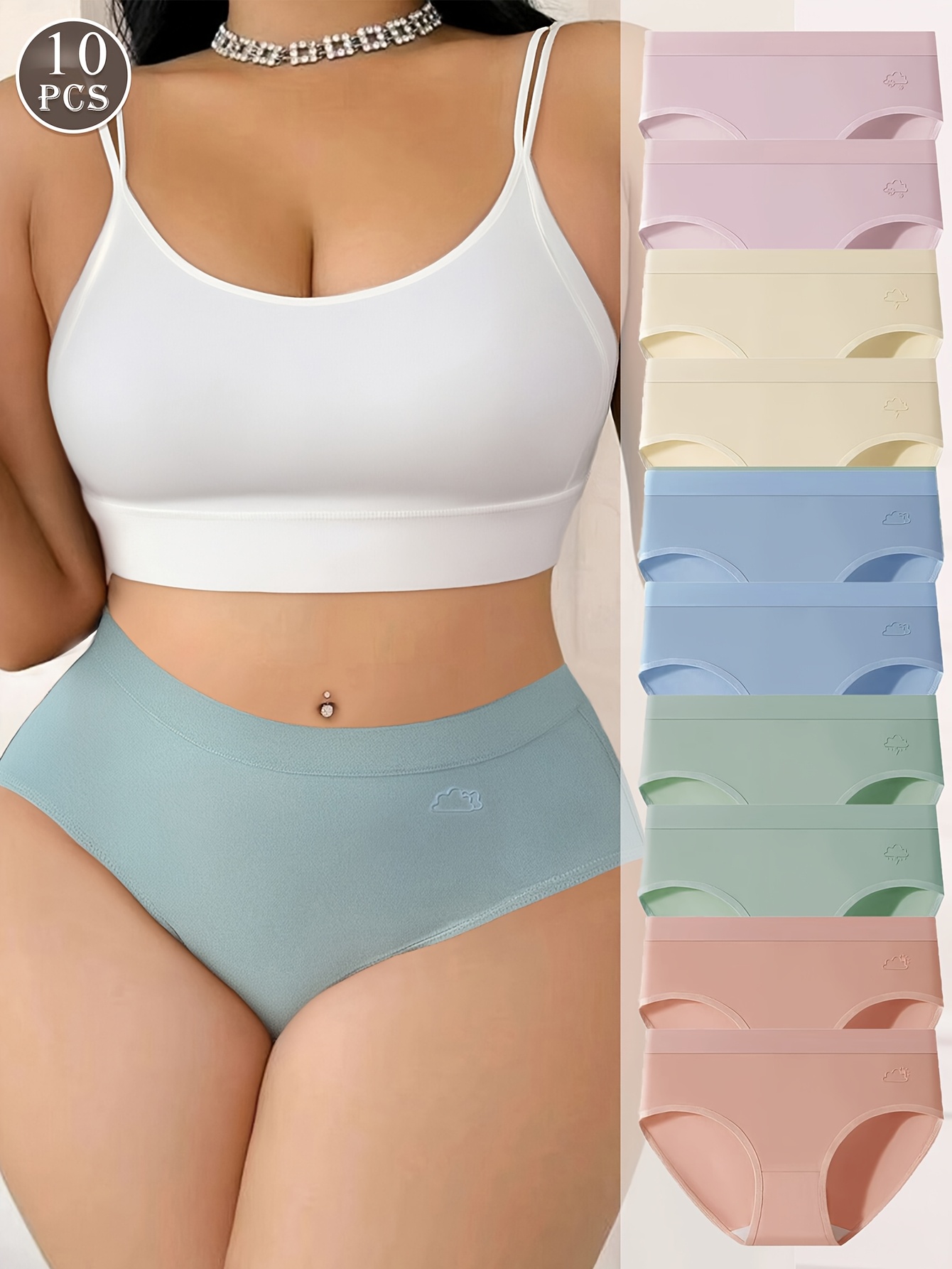 10pcs plus size elegant fairycore womens panties breathable   stretch briefs in assorted pastel colors low   sizes xs xxl everyday underwear seamless underwear elastane blend plus size panties