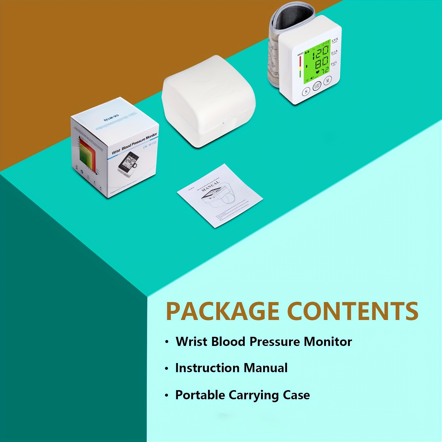   kun wrist   automatic wrist bp monitor talking blood pressure cuff for home use adjustable cuffs for adult electronic digital large lcd display with battery and carrying case Product details 8