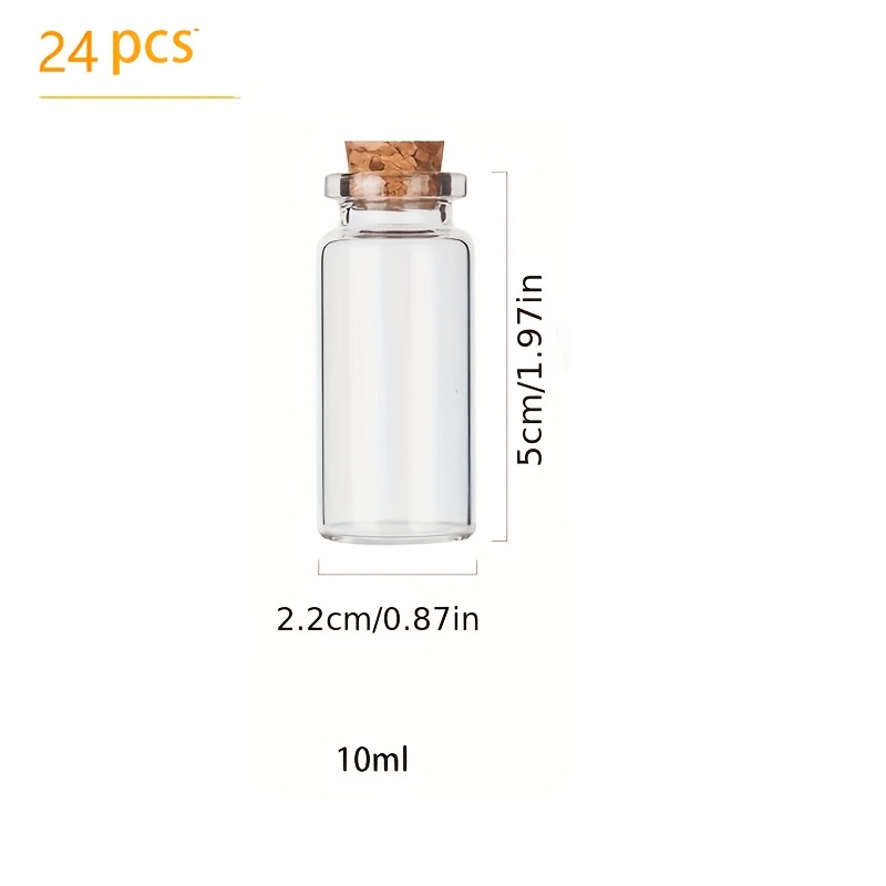 12/24pcs 10ml 20ml Small Glass Bottles Mini Bottles Small Vials With Lids, Tiny Spell Jars, Mini Potion Bottles, Message In A Bottle For Party, Craft