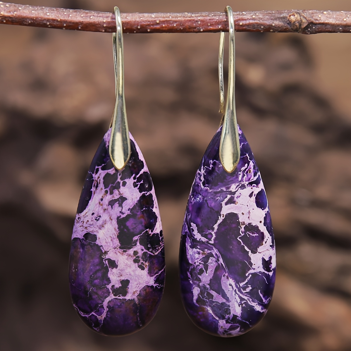 Red Natural Stone Drop Earrings, New Year Gift