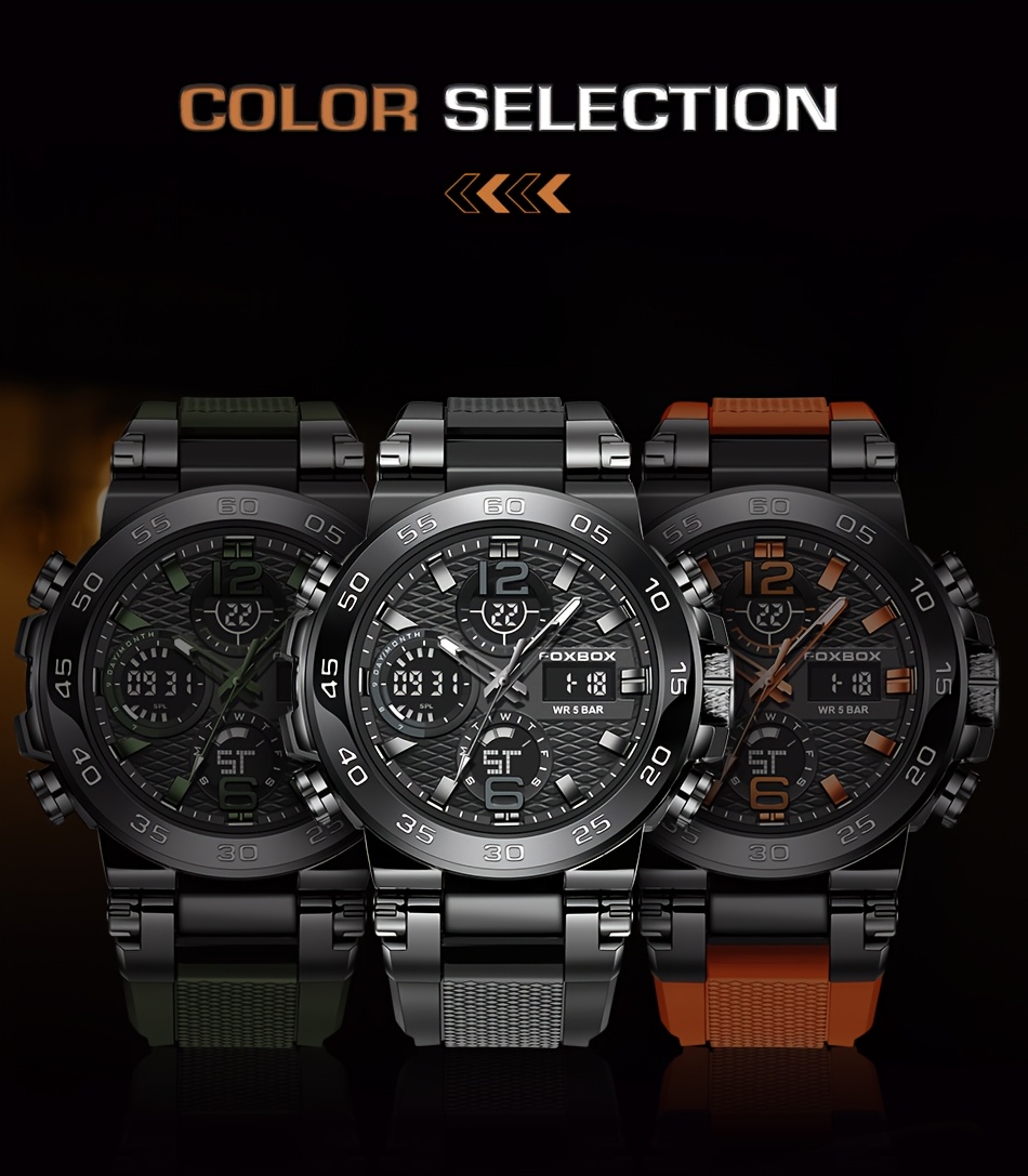 LIGE Men's Sport Watch with Stopwatch, Dual Display (Digital/Analog), Alarm, Date, IP68 High Quality, Quartz Movement, Black - Durable Design for Active Lifestyles, Outdoor Timepiece, Sleek Strap Watch, Robust Appearance