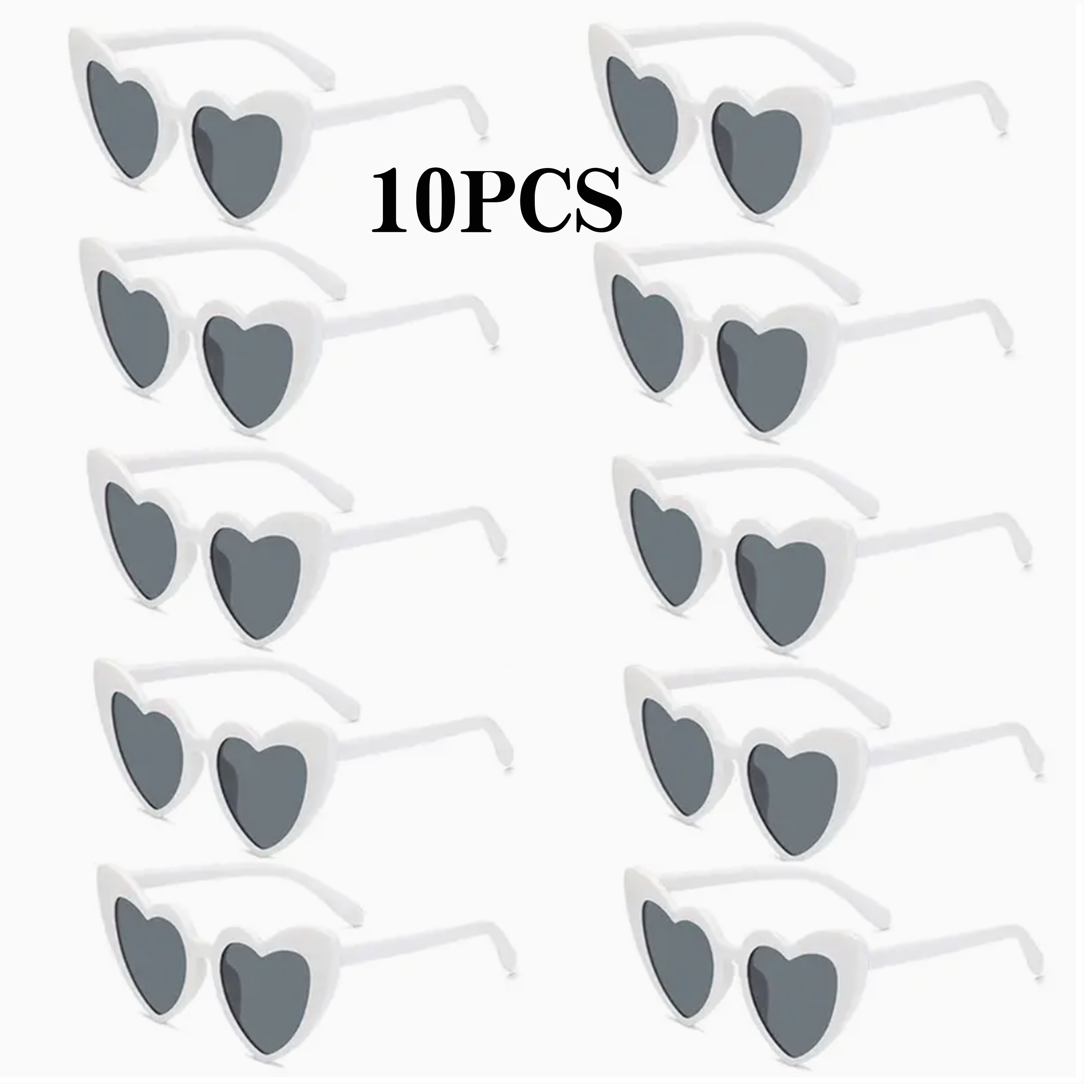 

10pcs Heart Shaped Shades Glasses Love Heart Glasses Pc Frame For Women's Bachelorette Party For Music Festival And Halloween