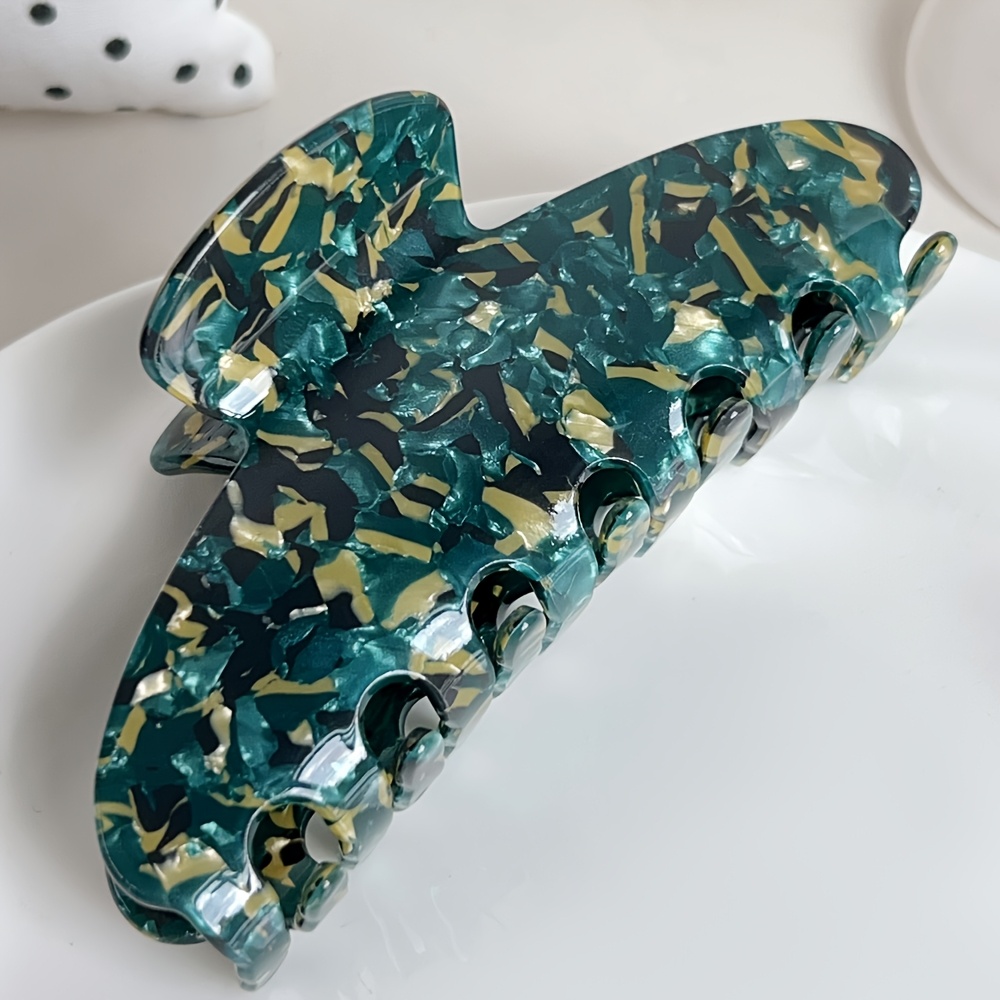 TEMU Pinza de pelo grande con garra, diseño retro verde dorado ombre de lujo , accesorio premium para el cabello recogido en la parte posterior de la