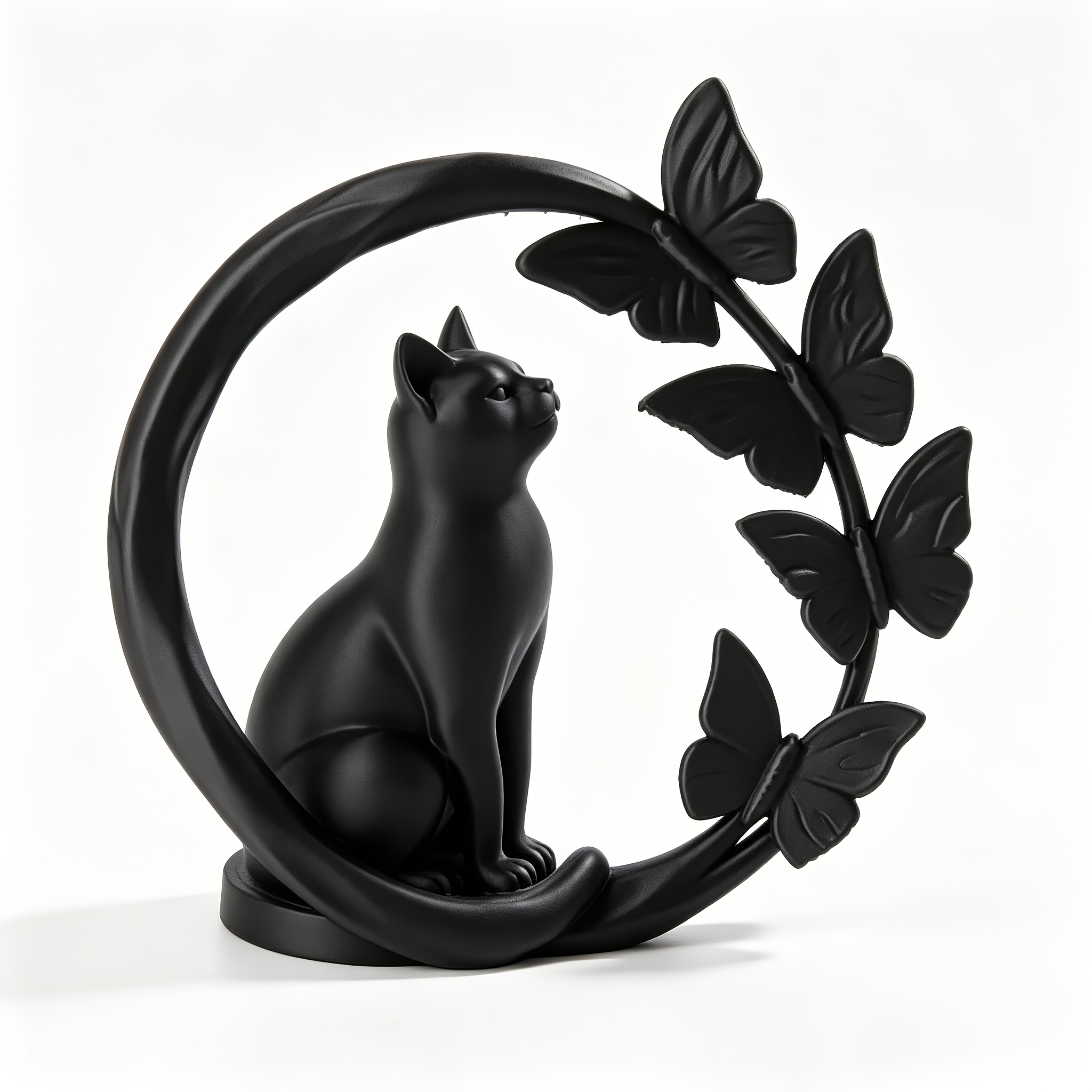 TEMU 1pc Cat And Figurine Decorative Statue Art Sculpture Ornament Modern Minimalist Tabletop Decoration For Living Room Bedroom Home Shelf Display