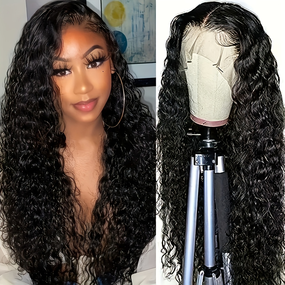 TEMU Everyday | Elegant 26" Wave Lace Front Wig For Women - Pre- Hairline, Glueless, Heat Resistant Synthetic Hair, 180% Density, Versatile Free Part Design