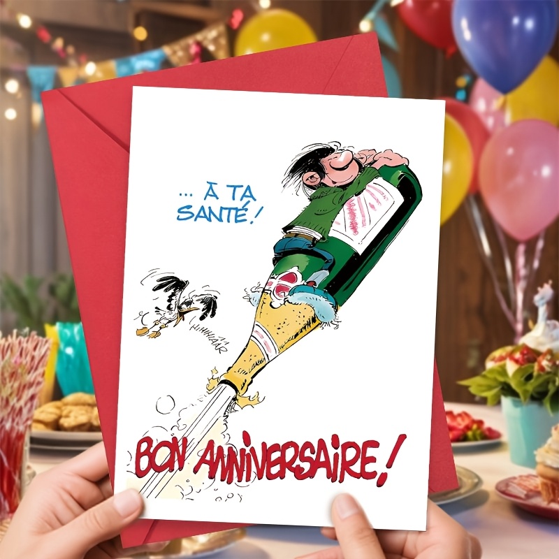 TEMU 1 carte d'anniversaire amusante en français, " Anniversaire", cadeau d'anniversaire créatif, convient à , ou à tout groupe d'âge, pour la