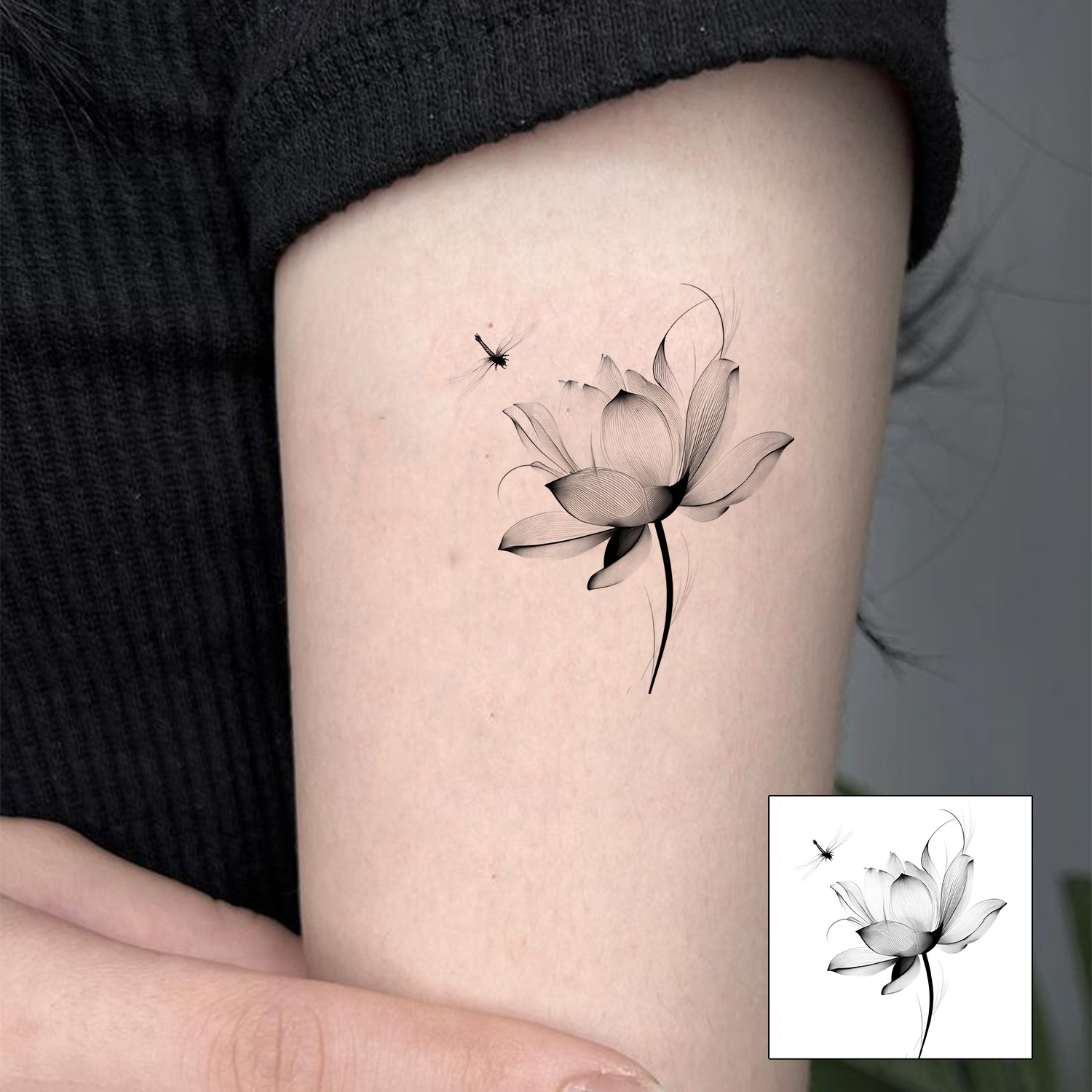 2 Sheets Of Elegant Lotus Temporary Tattoos Suitable For Men And Women, Perfect As Party Favors Or Birthday Gifts