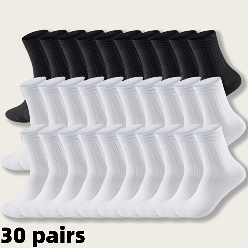 TEMU Pairs Of Classic Socks, Solid Color Socks, Black Socks, White Socks, Business Socks, Men's Socks, Women's Socks, Outdoor Socks, 168 Needle