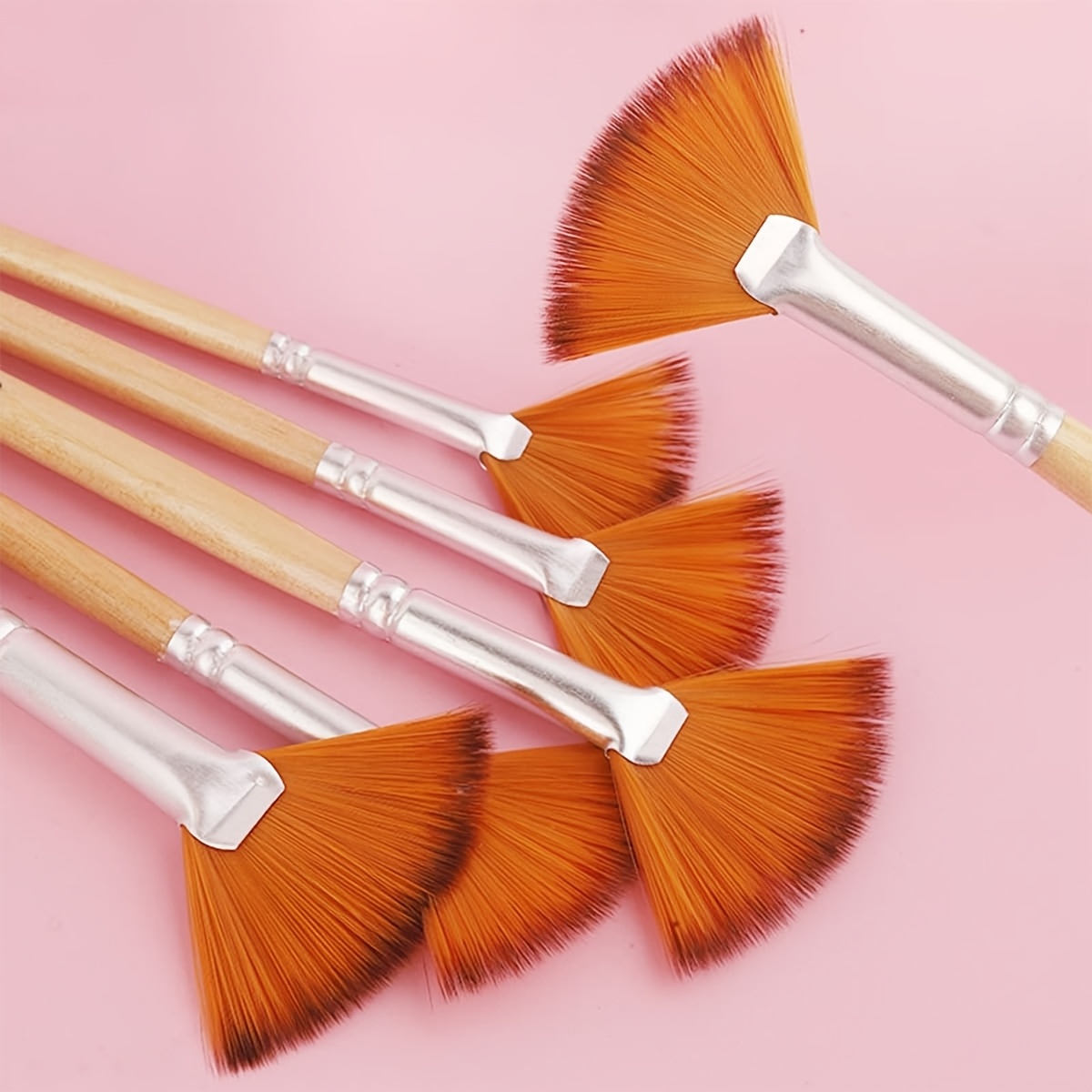 TEMU Set de 6 pinceaux éventails, pinceaux professionnels pour , poils en nylon, pour aquarelle, peinture à l'huile, fournitures d'art DIY pour Noël,