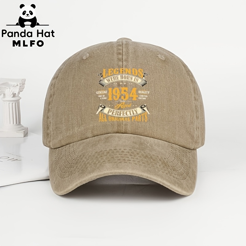 TEMU "legend Was Born In 1954" - Washed Baseball Cap With A Printed Design, Suitable For . A Perfect 70th-anniversary Gift, Breathable, Ideal For
