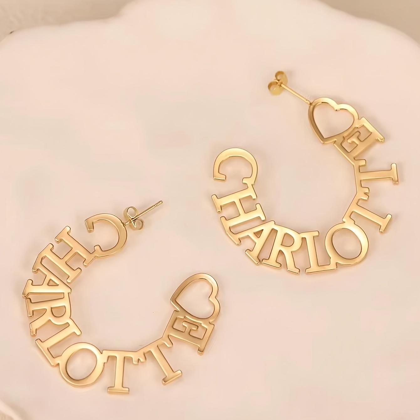 Custom 2pc Stainless Steel 18K Plated Name Hoop Earrings
