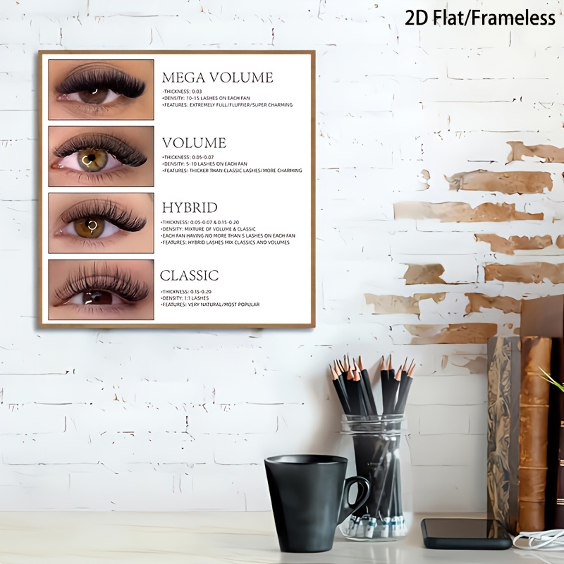 TEMU 2D Plat, 2D Plat, 1pc, Cadre, 12 X 12 Pouces, Salon de Beauté Décoration Cils Extension de Cils Affiche Art Mural Toile Impression Bureau Cadeau