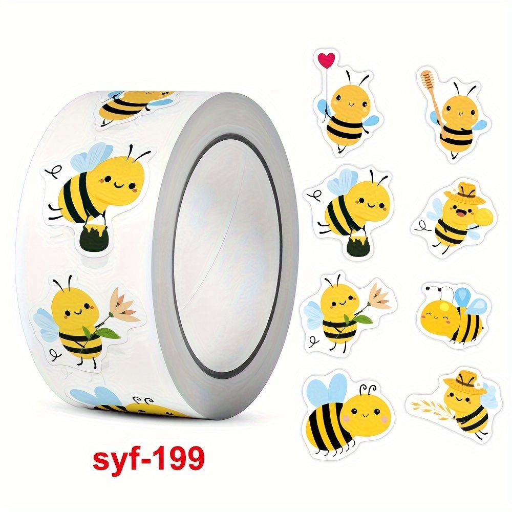 Image of 500pcs Per Roll, 2.5cm Roll Of Shaped Bee Stickers For Decorating Gift Boxes, Adhesive Labels
