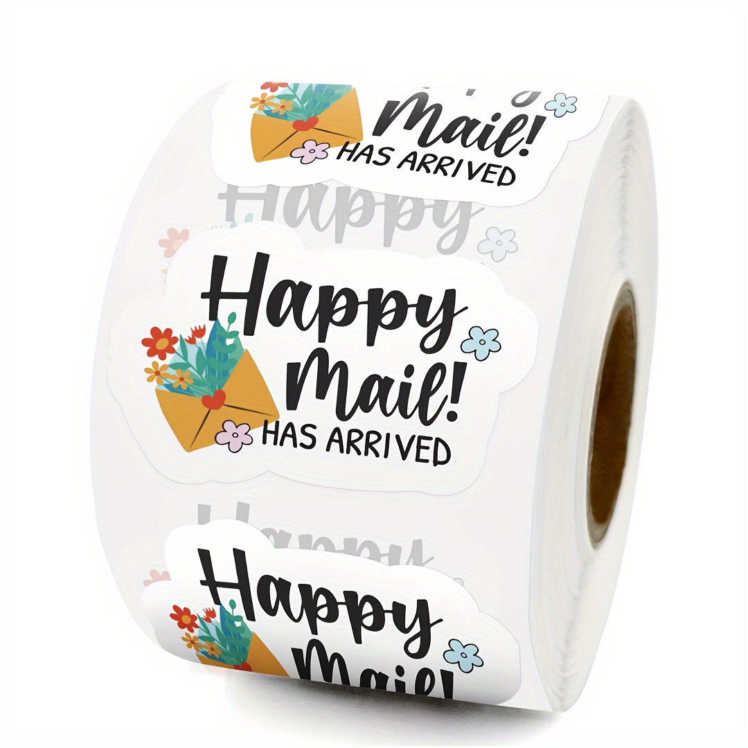 

Happy Mail Has Arrived At Cute Little Store Happy Mail Stickers, Online Retailer Small Business Small Store Thanks Sticker Gift Bags Wrapped Envelope Labels, 500 Labels Per Roll