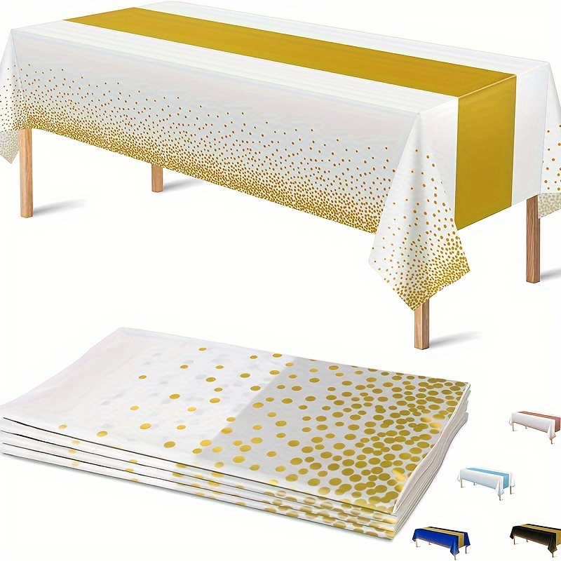 

Elegant White & Metallic Disposable Tablecovers - Ideal For Weddings, Birthdays, Baby Showers & Graduation Celebrations