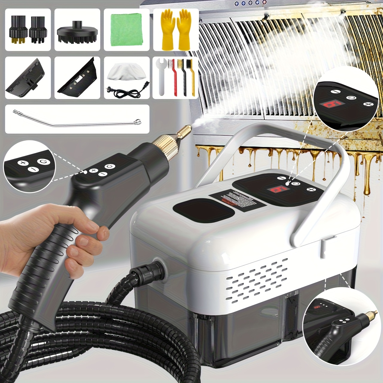 portable steam cleaner new household high temperature high pressure steam cleaner high temperature carpet cleaner handle type switch control 9 speed adjustments   in 3 styles     model and intelligent model