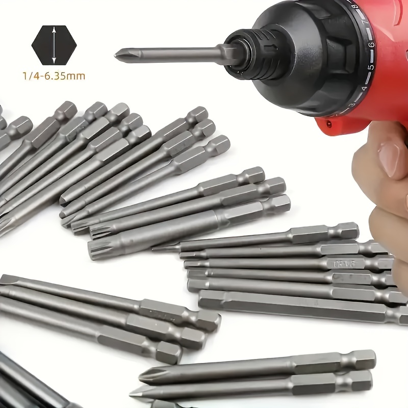 50pcs Extra-Long 75mm Magnetic Screwdriver Bit Set Stainless Steel for DIY and Professional Use