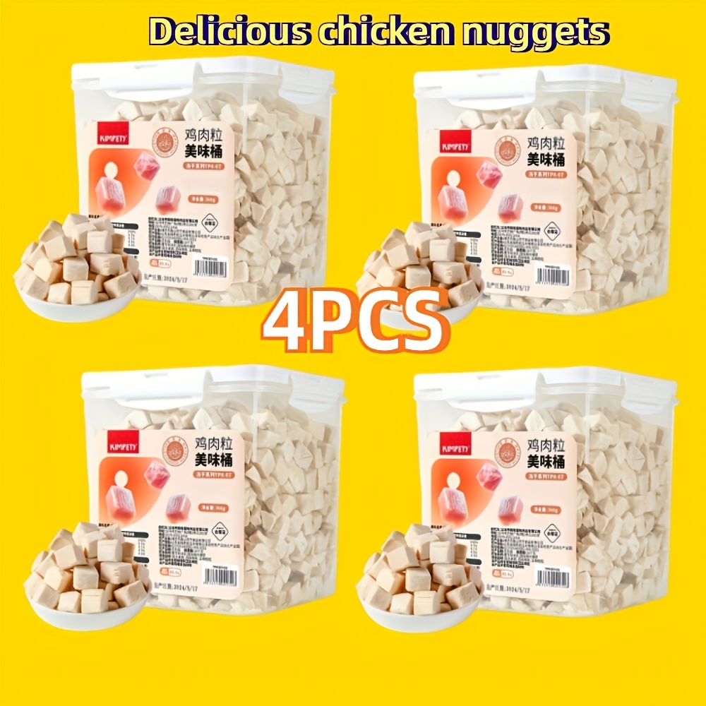 TEMU 4pcs Cat Treats Freeze-dried Chicken Bits Bucket, Pet Snacks Freeze-dried Chicken Pieces For Christmas And Halloween