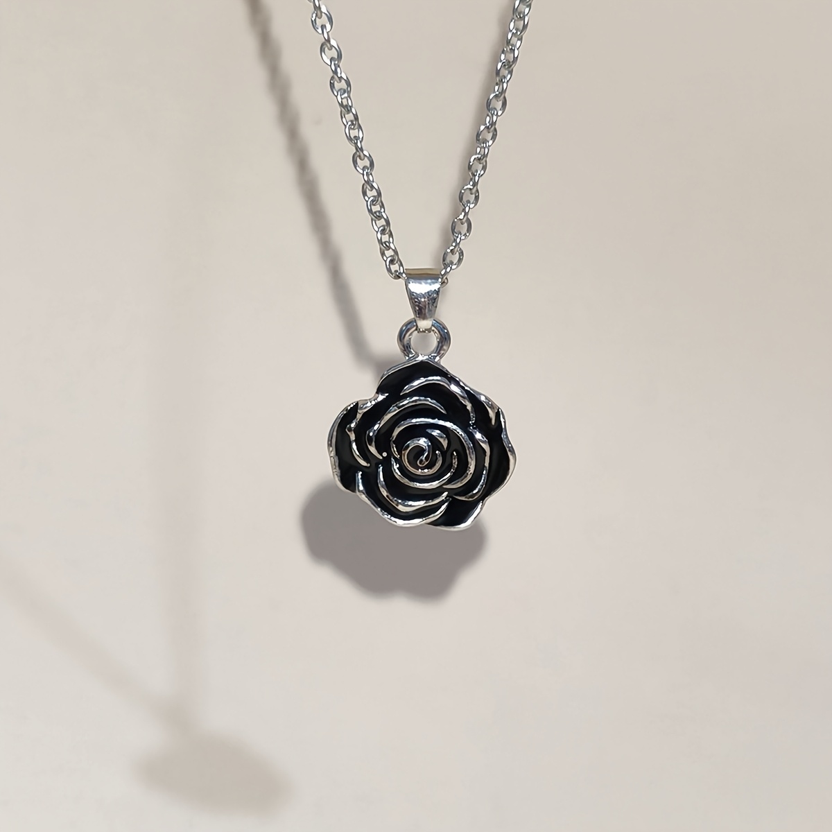 Vintage Rose-Shaped Urn Necklace with Drip Enamel