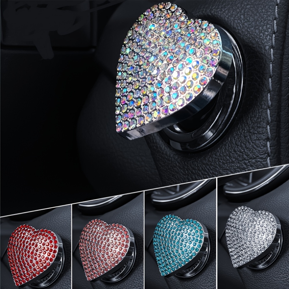 

Sparkling Car Button Cover, Heart-shaped Diamond Start Button Sticker, Filled With Glittering Button Stickers, Colors Of Interior Car Accessories