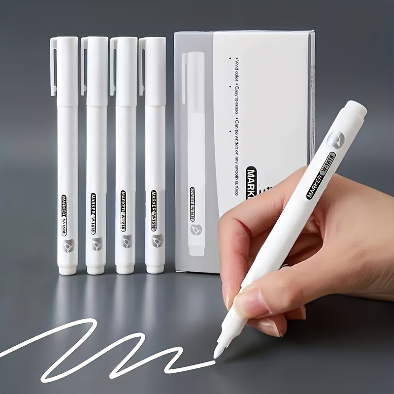 

12pcs White Marker Pen - Waterproof, Suitable For Tires, Fabrics, Wood, And Synthetic Leather - Easy To Grip, Long- Graffiti And Artistic Pen