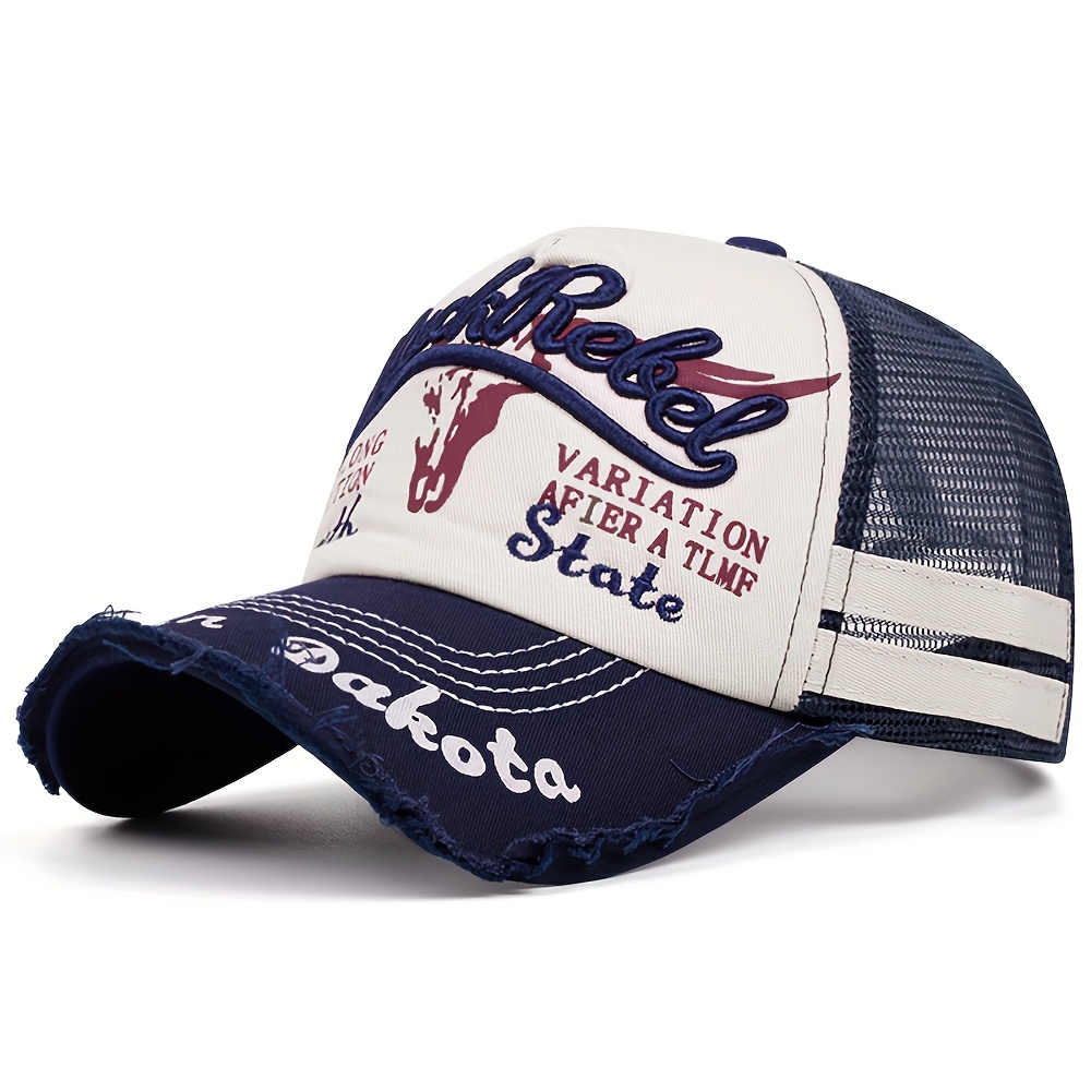 TEMU Nueva gorra de béisbol de malla con de cabeza de , cómoda y para todo uso, para deportes al , gorra de moda de y verano para hombre con bordado