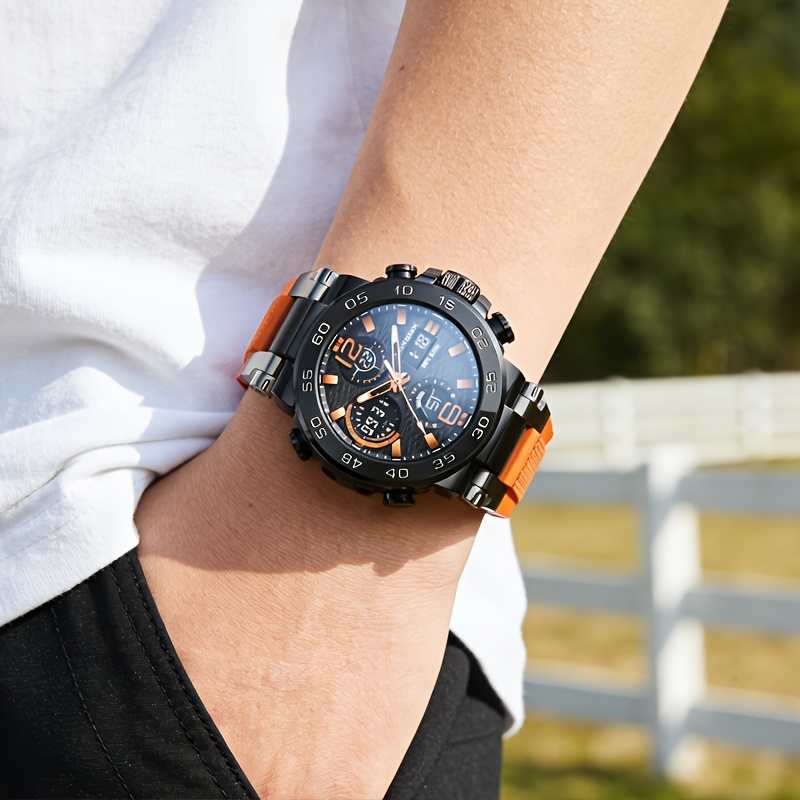 FOXBOX Stylish Men's Digital Watch Set, Waterproof Design