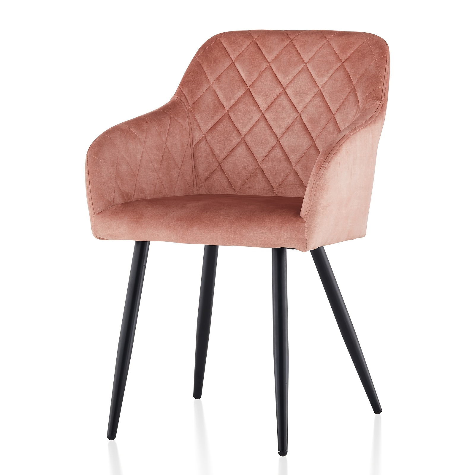 Image of Single Velvet/linen Dining Chair, Kitchen Leisure Chair With Padded Seat And Backrest, Armrests And Iron Legs, Living Room Corner Chair, Home Office Chair