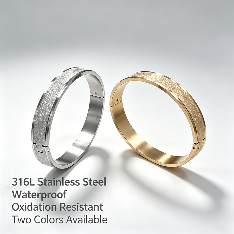 Light Luxury Matte Finish Stainless Steel Bracelet, Versatile Bangle