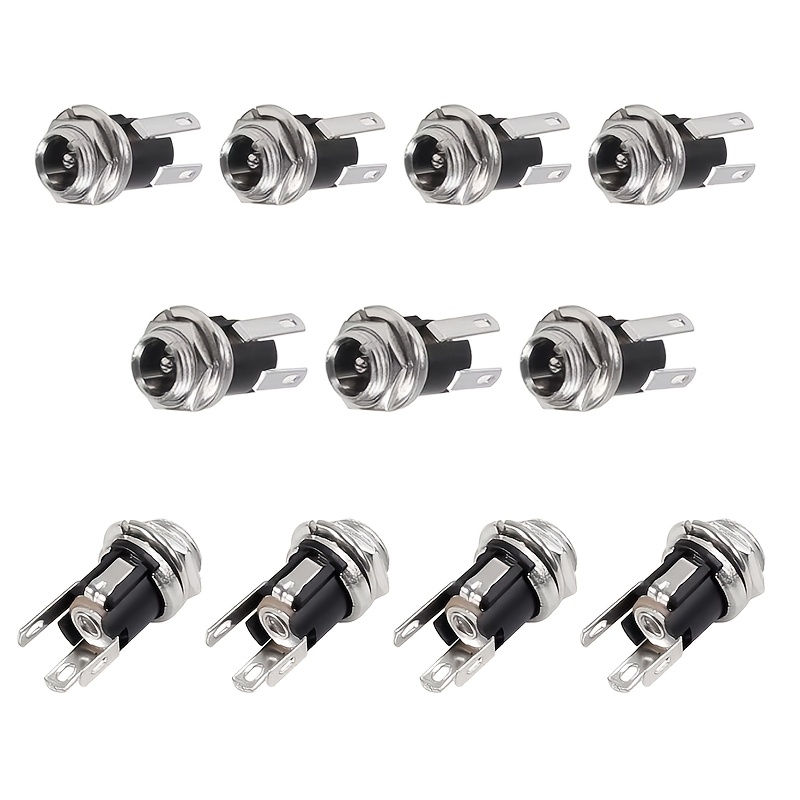 E-shop 10 Stück Stromanschluss Auto Lautsprecher Adapter Buchse Panel Montage Stecker 3-Pin 5.5 × 2.1mm, Ohne Batterie