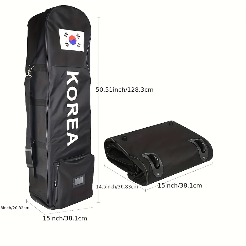 1pc korean flag pattern golf travel bag with wheels detachable shoulder straps foldable golf club travel cover golf aviation bag details 0