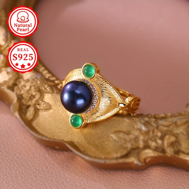 Freshwater Pearls Ring S925 Silver Adjustable Opening