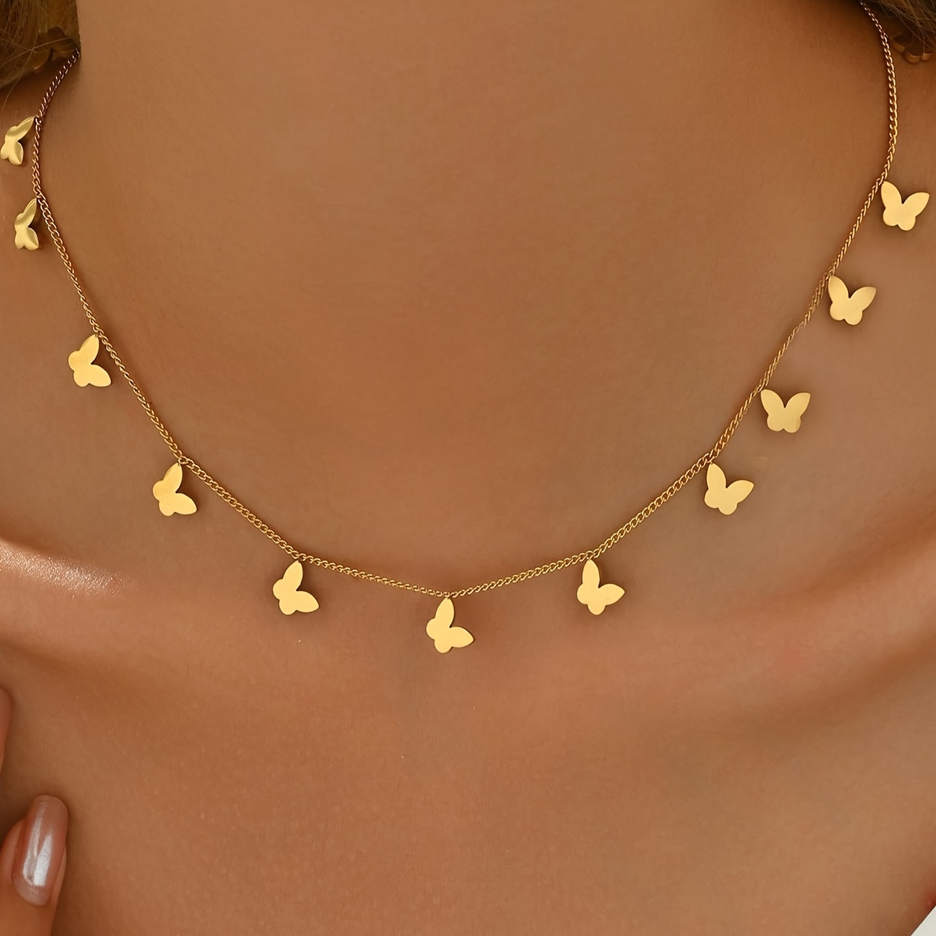 Image of 1 Nooxian Women' Steel Delicate Golden-tone Pendant Necklace - Lightweight Elegant Chain For Everyday & Vacation Jewelry, Versatile Accessory, Necklace