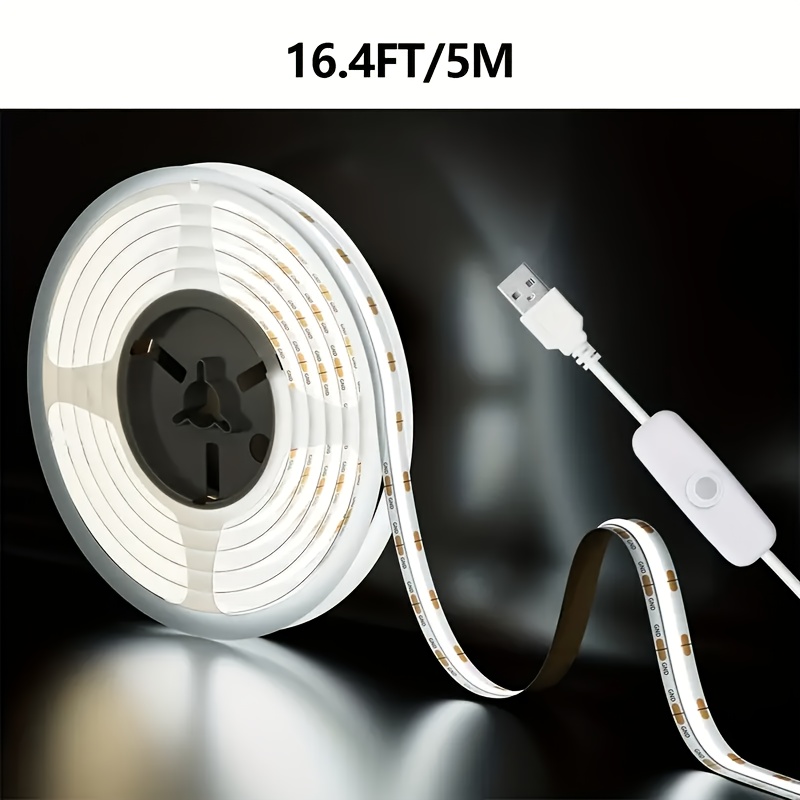 3 28ft 16 4ft flexible and uniform cob led strip light 3000 4000 6000k with 501 button switch   with   backing   suitable for cabinets home decoration diy lighting and office decoration