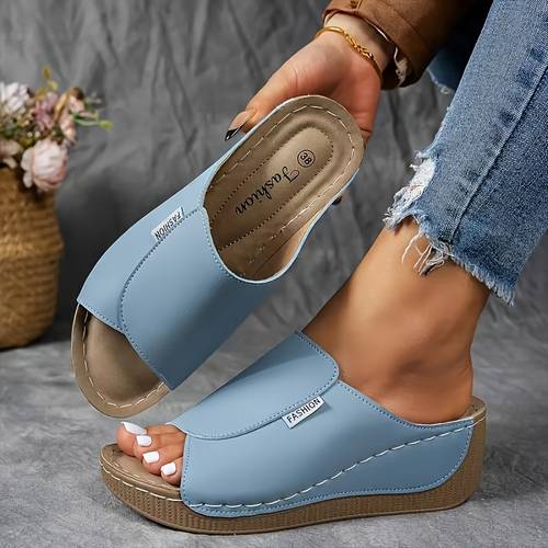 lady arch support sandals lady solid color sandals breathable soft sole fashionable versatile casual terrace elegant lightweight summer fashion heeled sandals
