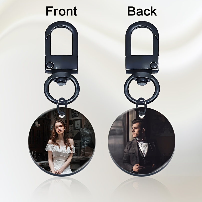 

Personalized Round Photo Keychain - Customizable Stainless Steel Keyring, , Non-plated, Creative Fashion Accessory For Couples, Ideal Gift For Christmas, Valentine's Day, Anniversary