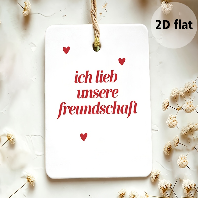 TEMU 1pc German Friendship Pendant, Light Pink Background With Heart Decor, Perfect Gift For To Your , Ideal For Bedroom, Study Wall Or Desktop