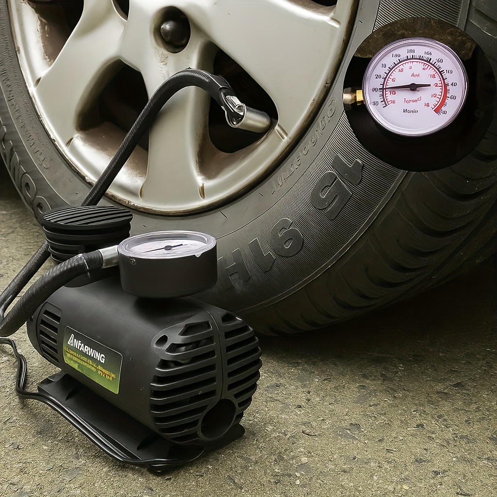 TEMU Portable 12v Air Compressor Pump 300 Psi Electric Tire Inflator With Pressure Gauge And Car Plug, Mini Air Pump For Car, Motorcycle, Bike, And Ball, Air Pump, No Battery Needed