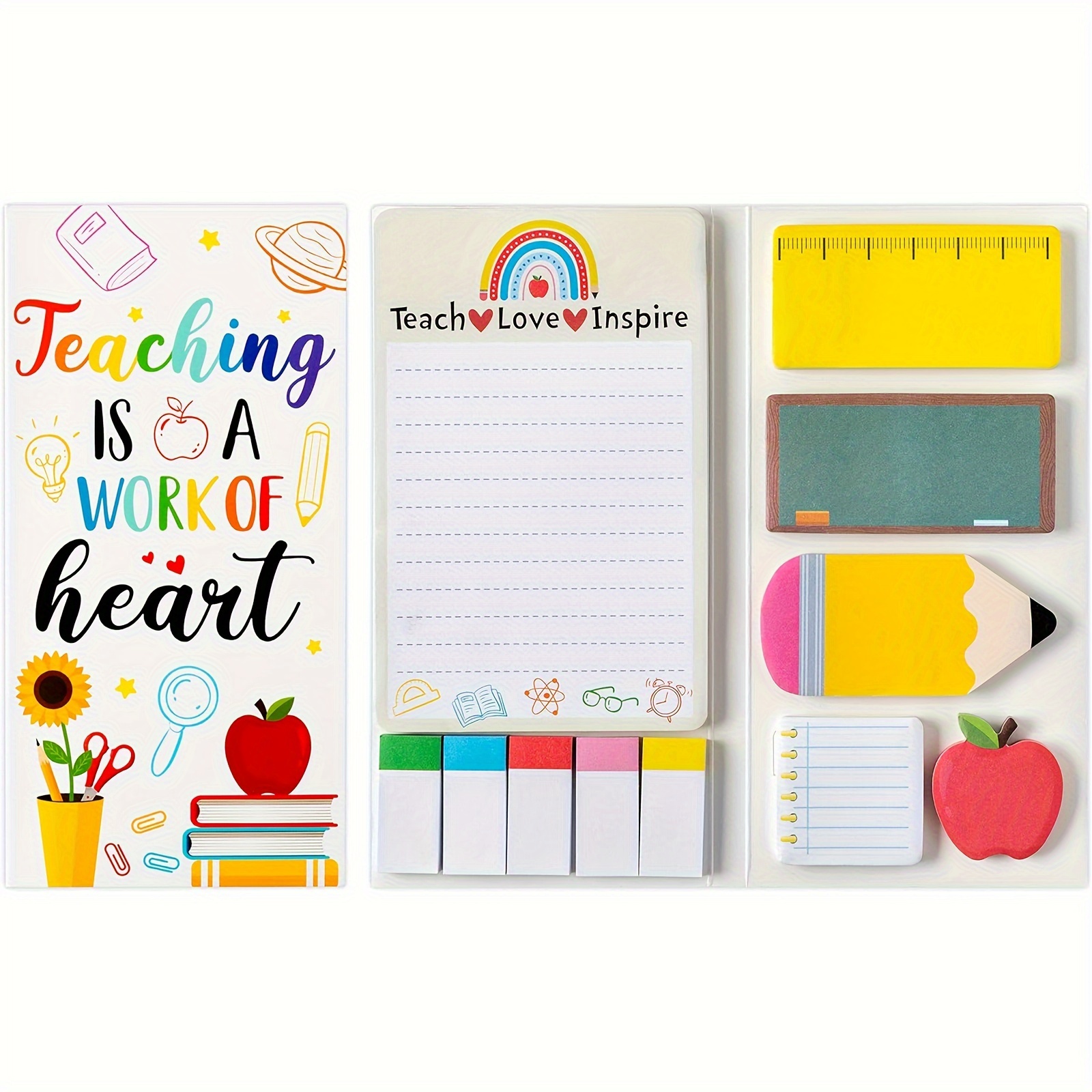 

Teaching Is A Work Of Heart Sticky Notes Set: Blackboard Self-stick Note Pads - Perfect For Teachers And School Offices