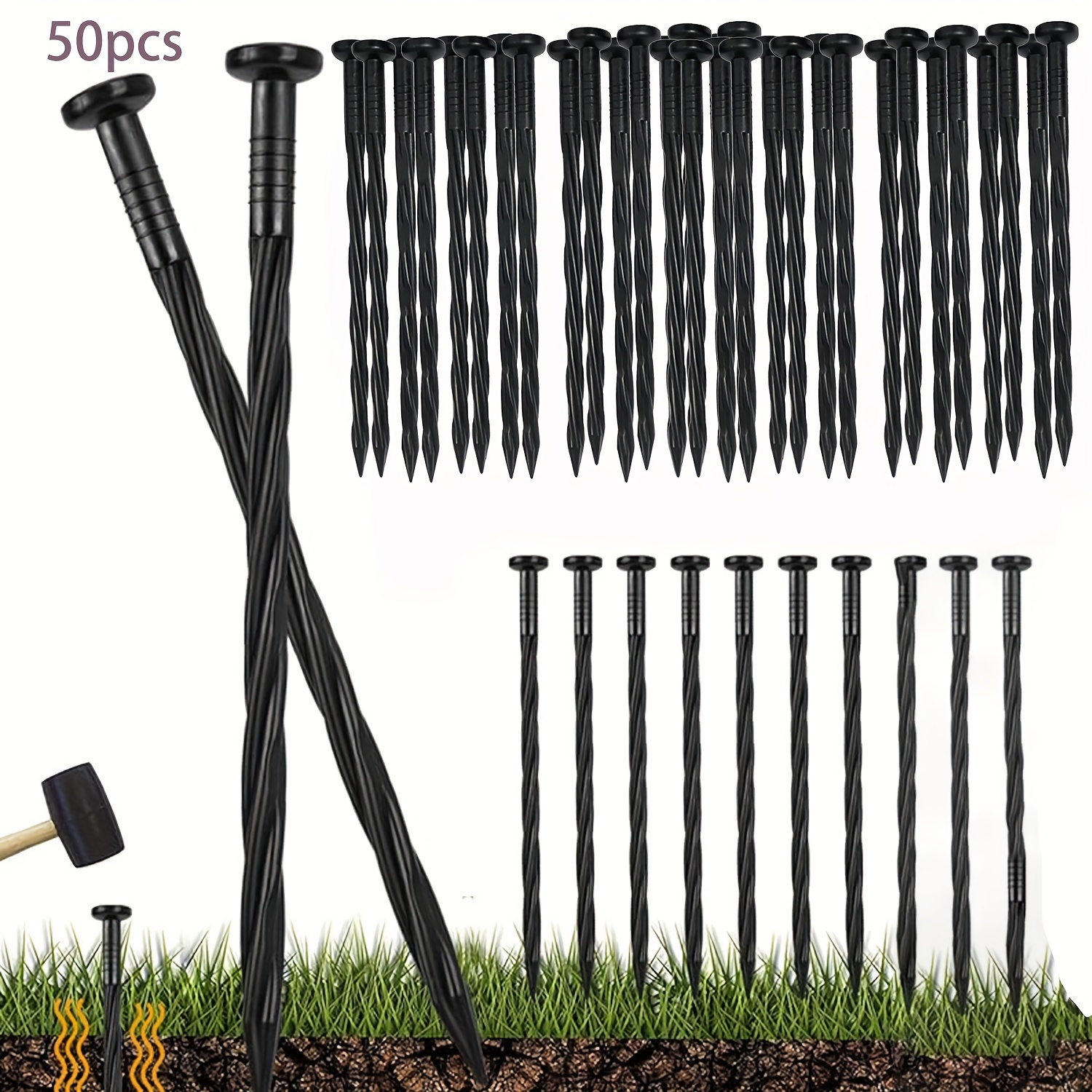 

Siaetiur 50-piece Landscape Edging Stakes - Anchor Pins For Barrier, Paver Borders, Synthetic Grass, Garden - Outdoor Spikes For Yard, Lawn, , Artificial Turf & Tent Fixation