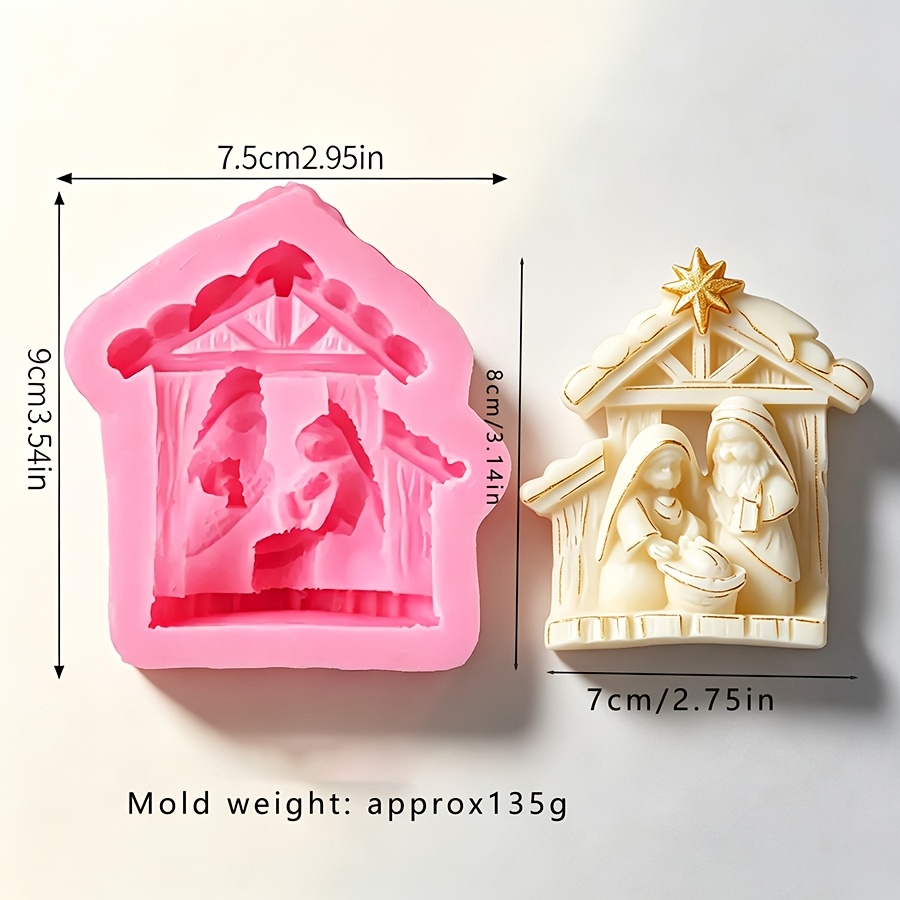 TEMU Stampo per candele Casetta di Natale Gnomi in silicone Stampo in gesso a Stampo per candele a in resina Ornamenti decorativi per feste e case di