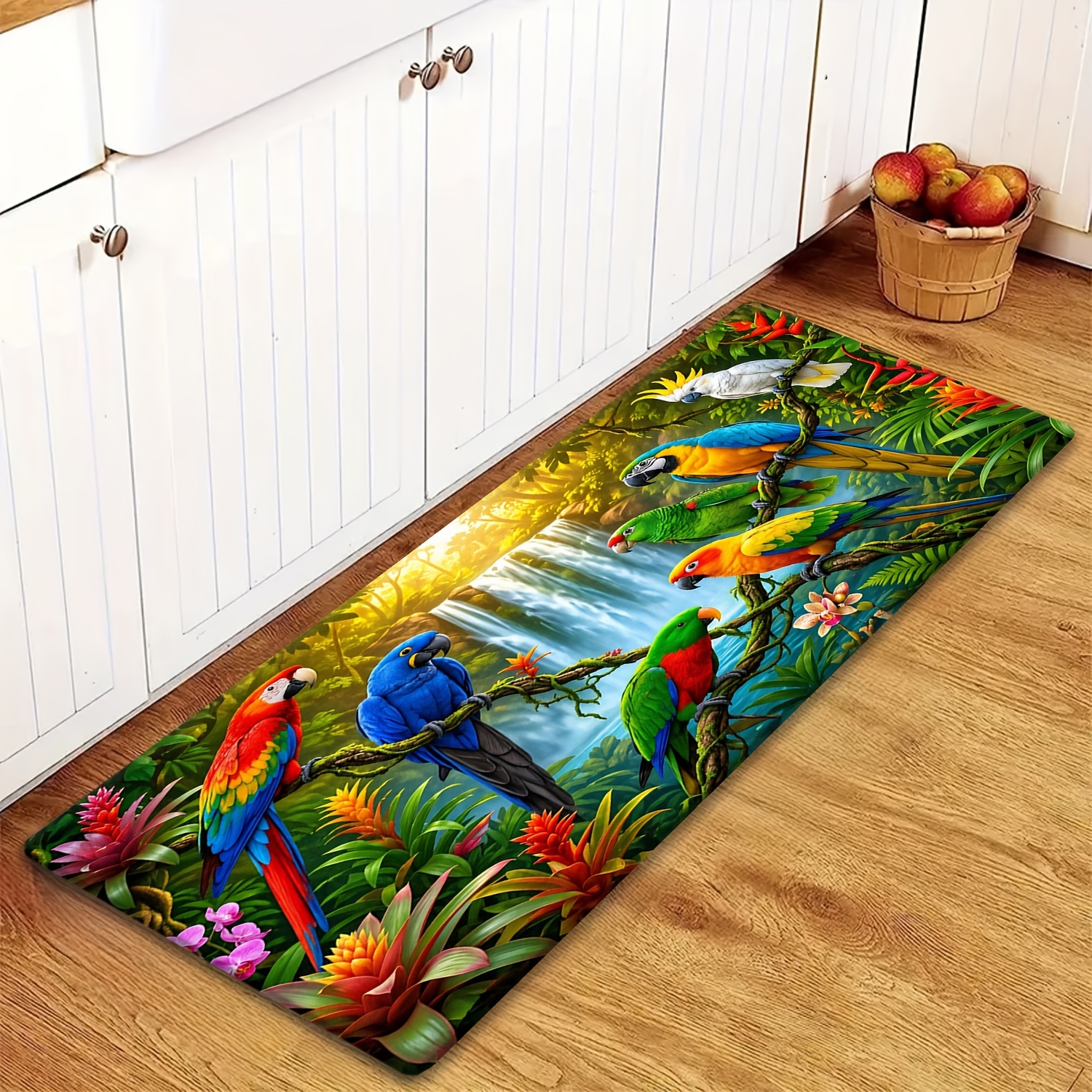 TEMU 1pc 2d Flat Flannel Tropical Style Long Runner Rug, Indoor Non-slip Carpet, Machine Washable And Fade-resistant, Soft And Comfortable High